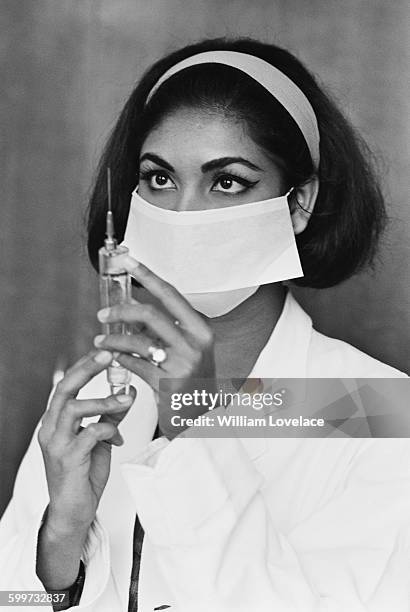 Reita Faria, who won the title of Miss World 1966, resumes her medical studies at King's College Hospital on Denmark Hill, London, UK, 20th November...