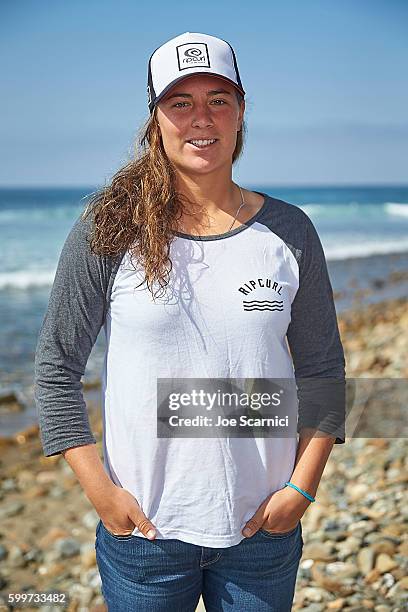Tyler Wright poses for a photo at the 2016 Hurley Pro at Trestles Media Day at San Onofre State Beach on September 6, 2016 in Lower Trestles,...
