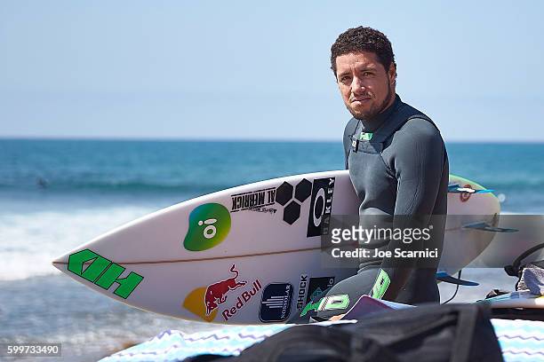 Adriano De Souza poses for a photo at the 2016 Hurley Pro at Trestles Media Day at San Onofre State Beach on September 6, 2016 in Lower Trestles,...