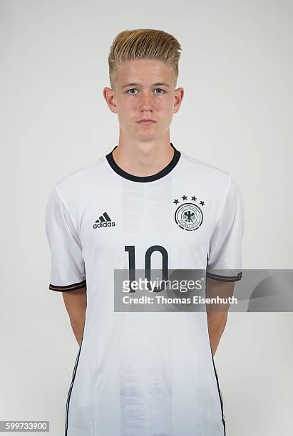 Jan Boller of the Germany national U17 team poses during the team presentation on September 6, 2016 in Jena, Germany.