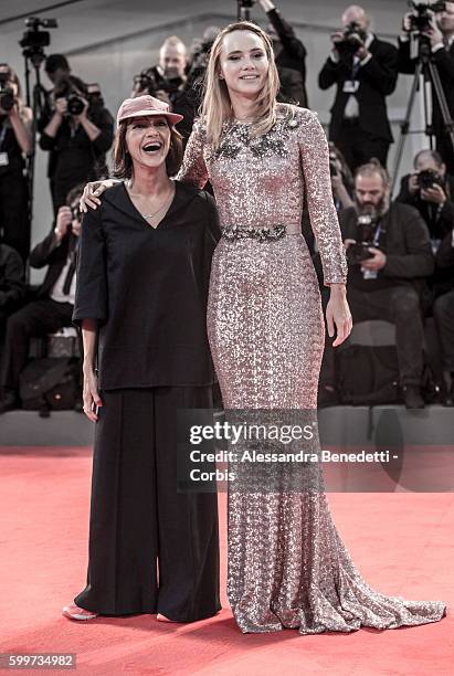 Ana Lily Amirpour and Suki Waterhouse attends a premiere for 'The Bad Batch' during the 73rd Venice Film Festival at Sala Grande on September 6, 2016...