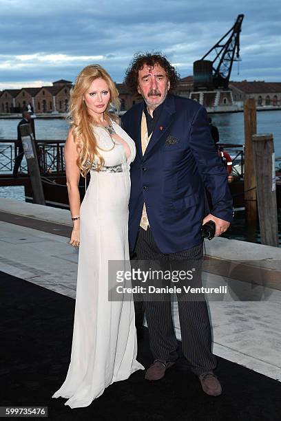 Audrey Tritto and Monty Shadows arrive to a gala dinner hosted by Jaeger-LeCoultre celebrating Reverso 85th Anniversary at Arsenale during the 73rd...