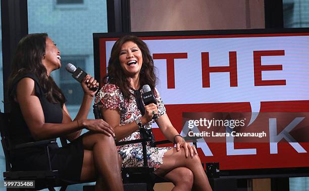 Aisha Tyler and Julie Chen attend The BUILD Series to discuss "The Talk" at AOL HQ on September 6, 2016 in New York City.