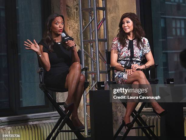 Aisha Tyler and Julie Chen attend The BUILD Series to discuss "The Talk" at AOL HQ on September 6, 2016 in New York City.