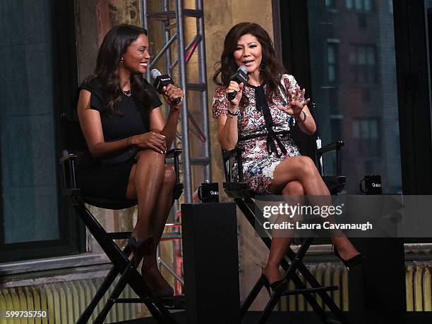 Aisha Tyler and Julie Chen attend The BUILD Series to discuss "The Talk" at AOL HQ on September 6, 2016 in New York City.