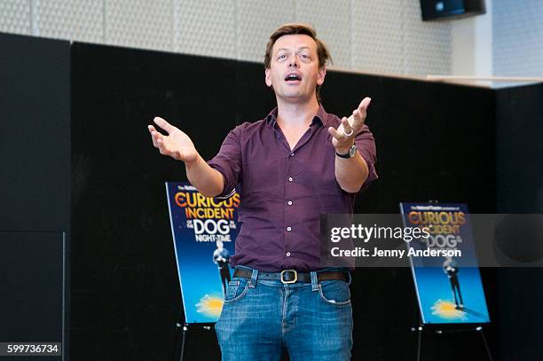 Playwright Simon Stephens attends "Curious Incident Of The Dog In The Night-Time" North American tour photo call at New 42 Street Studios on...