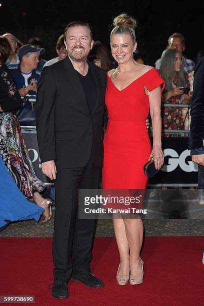 Ricky Gervais and Jane Fallon arrive for the GQ Men Of The Year Awards 2016 at Tate Modern on September 6, 2016 in London, England.