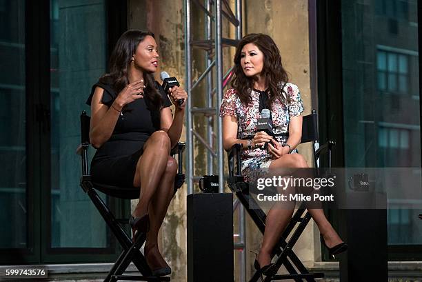 Aisha Tyler and Julie Chen attend the AOL Build Speaker Series to discuss "The Talk" at AOL HQ on September 6, 2016 in New York City.