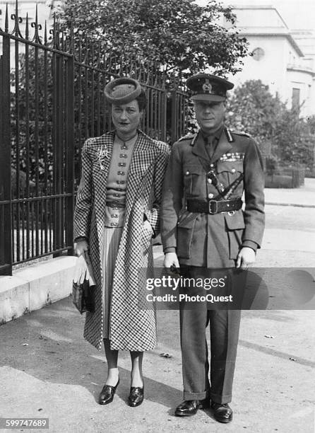 The Duke and Duchess of Windsor photographed outside their home on the Boulevard Suchet, Paris, France, February 10, 1939.