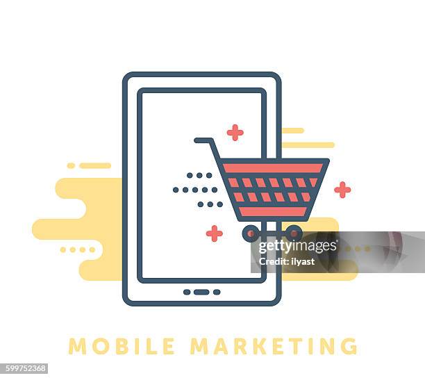 mobile marketing symbol - online shoping stock illustrations