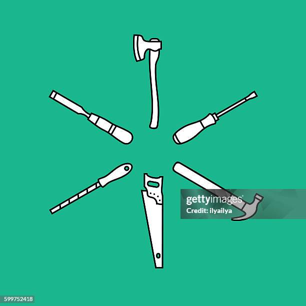 hand tools vector illustration - hammer and chisel stock illustrations