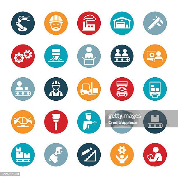 manufacturing icons - manufacturing stock illustrations