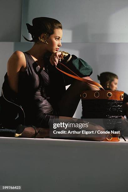 Model Christy Turlington sporting coif by Christiaan. CREDIT MUST READ: Arthur Elgort/Conde Nast via Getty Images.