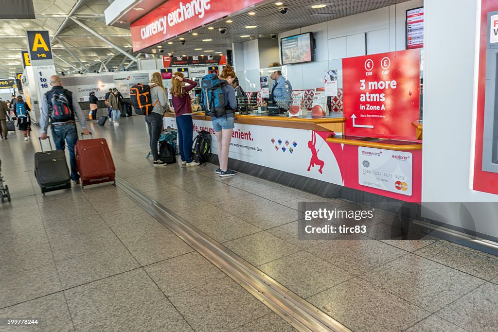 Currency exchange kiosk at the airport terminal