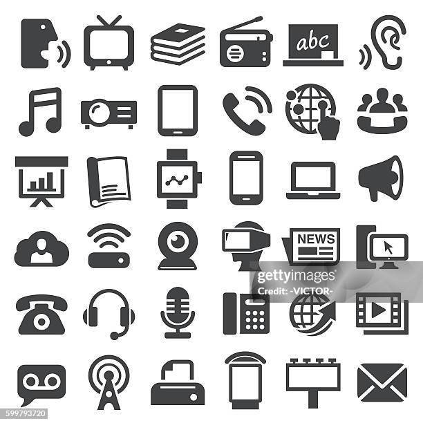 kommunikationsmedien-icons - big series - fernsehbranche stock-grafiken, -clipart, -cartoons und -symbole