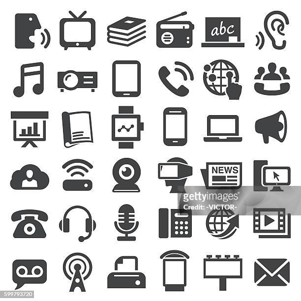 ilustrações de stock, clip art, desenhos animados e ícones de communication media icons - big series - radio hardware audio
