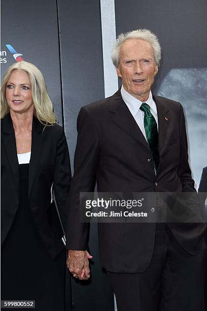 Christina Sandera and Director Clint Eastwood attends The New York Premiere of Warner Bros. Pictures' and Village Roadshow Pictures' "Sully" at Alice...
