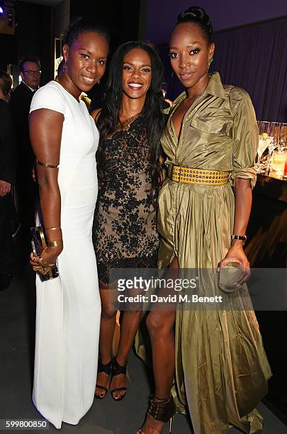 Aicha McKenzie, Noella Coursaris and Vanessa Kingori attend the GQ Men Of The Year Awards 2016 after party at the Tate Modern on September 6, 2016 in...