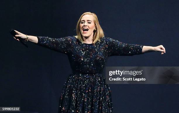 Singer/songwriter Adele performs at The Palace of Auburn Hills on September 6, 2016 in Auburn Hills, Michigan.