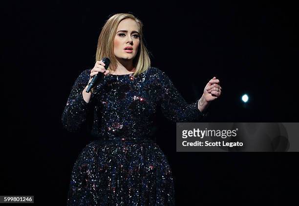 Singer/songwriter Adele performs at The Palace of Auburn Hills on September 6, 2016 in Auburn Hills, Michigan.