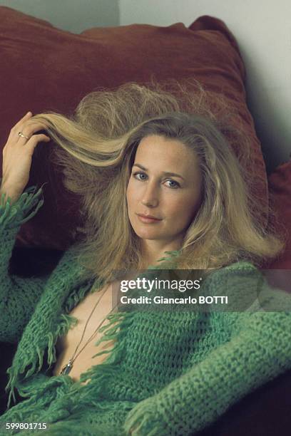 Portrait de Brigitte Fossey, actrice, circa 1970, à Paris, France .