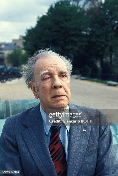 écrivain Jorge Luis Borges, circa 1980, à Paris, France .