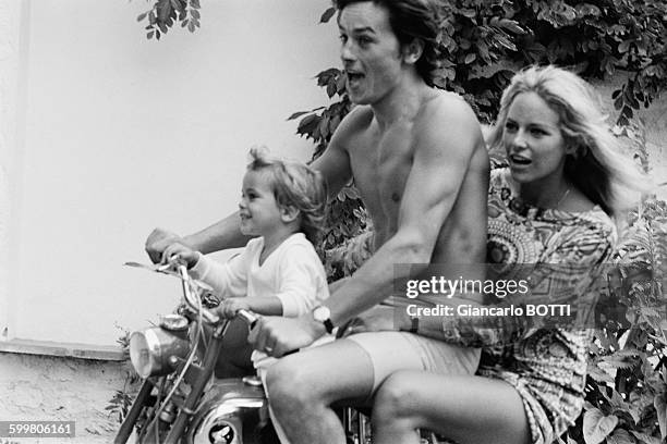 Alain Delon With Wife Nathalie And Son Anthony In Saint-Tropez, France, In June 1966 .