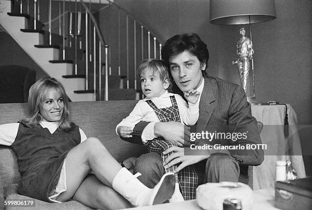 Alain Delon With Wife Nathalie And Son Anthony, In France, In May 1966 .