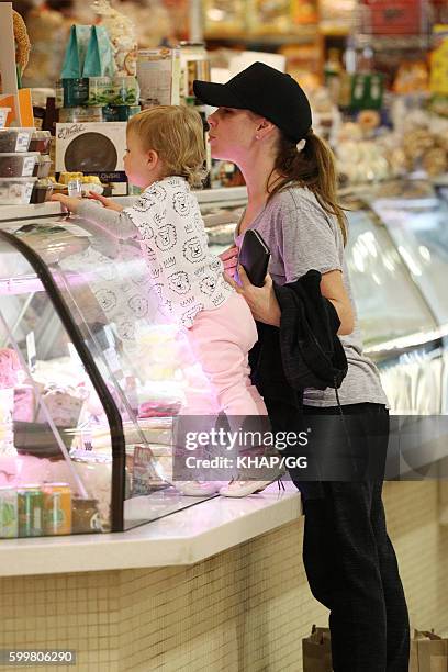 Kate Ritchie shopping with daughter Mae Webb on September 7, 2016 in Sydney, Australia.
