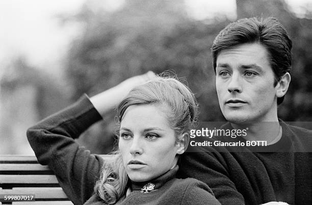 Alain Delon And Wife Nathalie Delon In France, Circa 1960 .