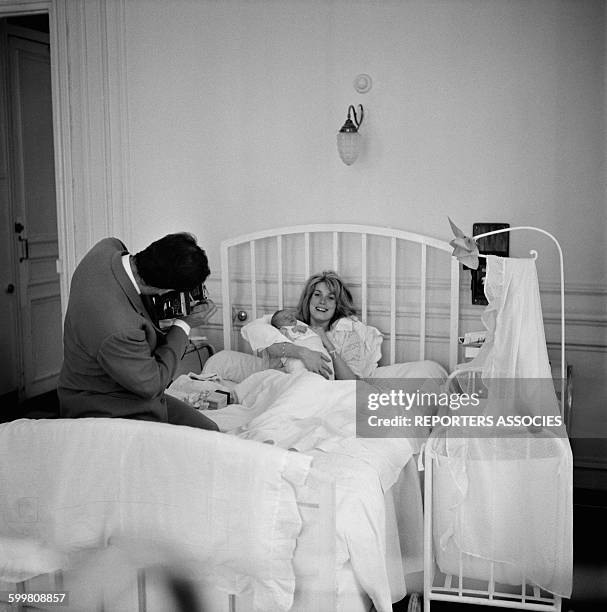 Actress Catherine Deneuve With Son Christian Vadim A Few Days After His Birth, in Paris, France, in June 1963 .