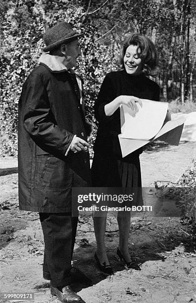 French Actress Irina Demick On the Set of the Movie 'The Longest Day' - 'Le Jour Le Plus Long' - With Producer Darryl F Zanuck, in France, in 1961 .