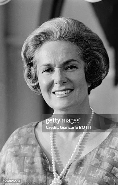 Begum Om Habibeh Aga Khan, born Yvette Blanche Labrousse, is the fourth and last wife of Sir Sultan Muhammad Shah, Aga Khan III, in France, circa...