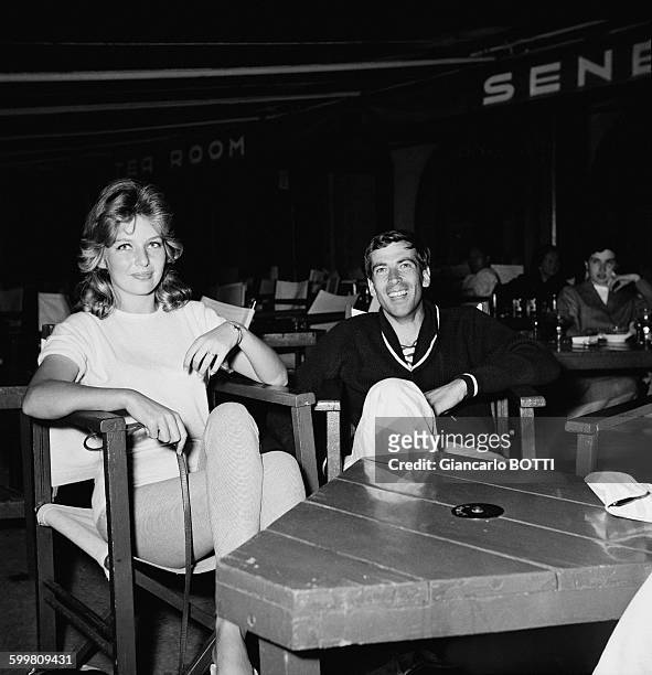 French Director Roger Vadim And Wife Danish Actress Annette Stroyberg In Saint-Tropez, France, circa 1960 .