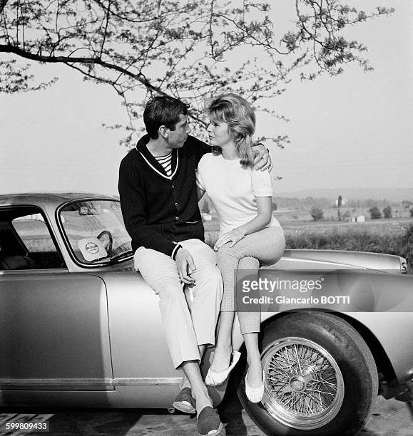French Director Roger Vadim And Wife Danish Actress Annette Stroyberg In France, Circa 1960 .