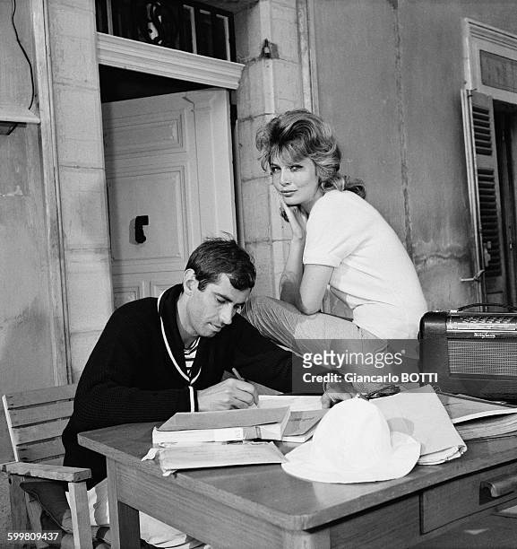 French Director Roger Vadim And Wife Danish Actress Annette Stroyberg in Paris, France, circa 1960 .