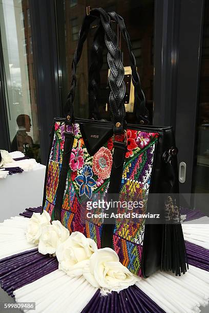 Handbags are displayed during Maria's Bag By Alida Boer Press Preview September 2016 during New York Fashion Week at Dream Downtown on September 6,...