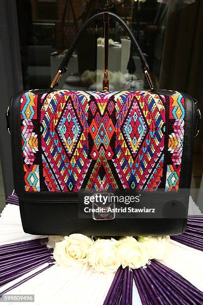 Handbags are displayed during Maria's Bag By Alida Boer Press Preview September 2016 during New York Fashion Week at Dream Downtown on September 6,...