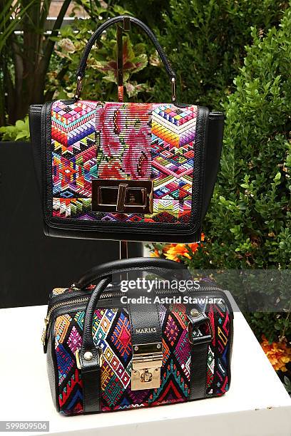 Handbags are displayed during Maria's Bag By Alida Boer Press Preview September 2016 during New York Fashion Week at Dream Downtown on September 6,...