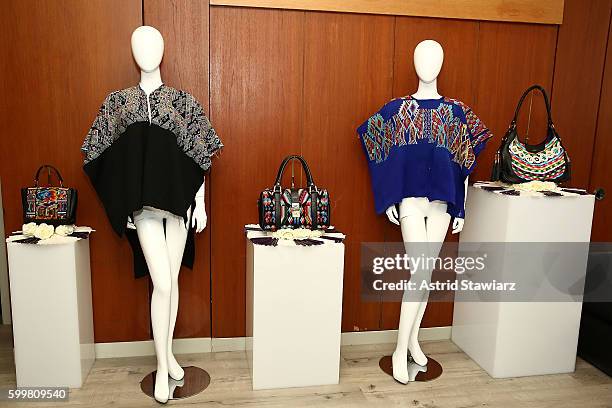 Handbags are displayed during Maria's Bag By Alida Boer Press Preview September 2016 during New York Fashion Week at Dream Downtown on September 6,...
