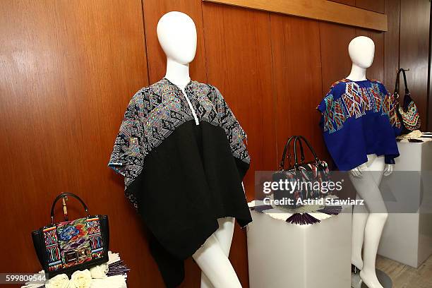 Handbags are displayed during Maria's Bag By Alida Boer Press Preview September 2016 during New York Fashion Week at Dream Downtown on September 6,...