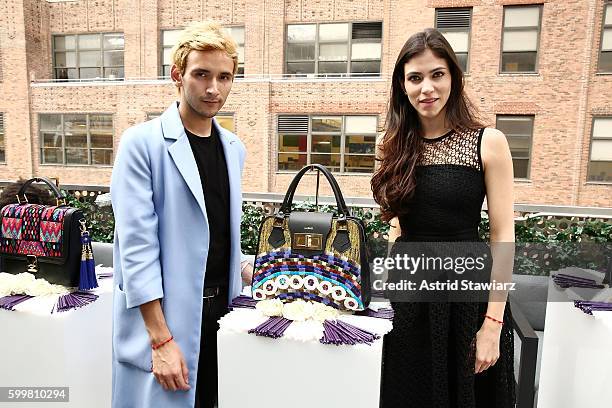Edgar Navarro and Alida Boer attend Maria's Bag By Alida Boer Press Preview September 2016 during New York Fashion Week at Dream Downtown on...