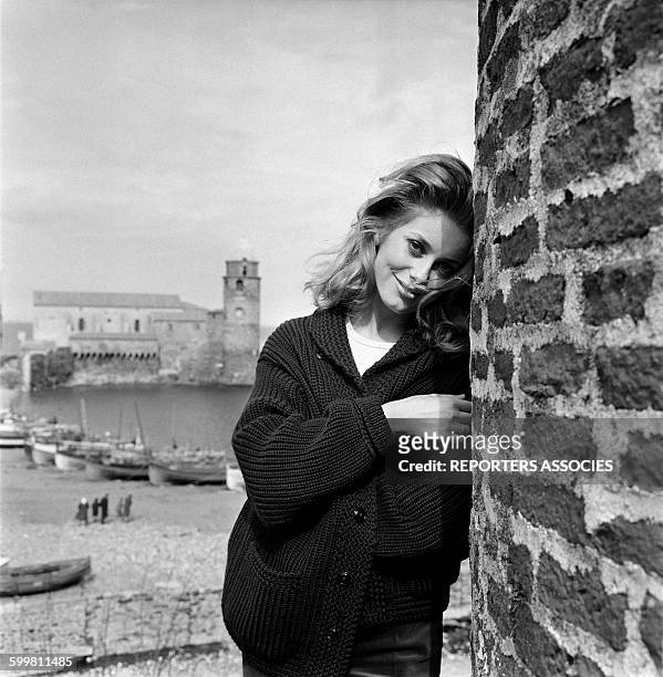 Catherine Deneuve on the Set of the Movie 'Et Satan Conduit le Bal' Directed by Roger Vadim, in Collioure, France, in 1962 .