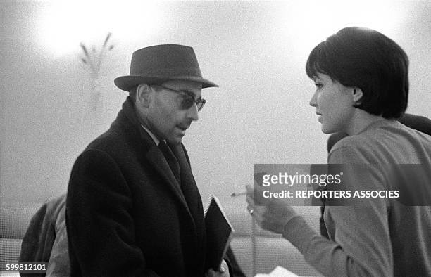 Director Jean-Luc Godard and Actress Anna Karina in Paris, France, in 1960 .