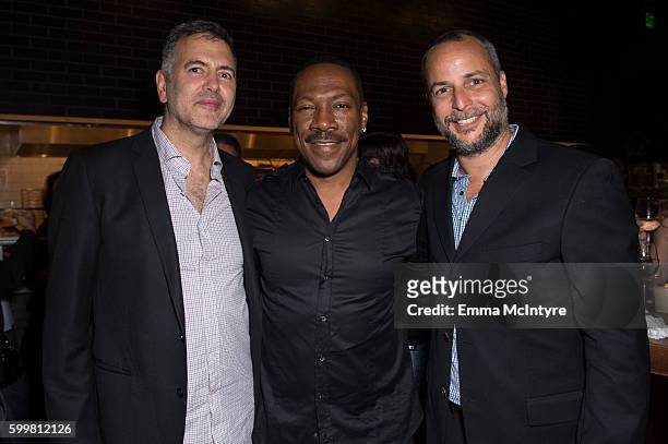 Producer Lee Nelson, actor Eddie Murphy, and producer Brad Kaplan attend the after party for the premiere of Cinelou Releasing's 'Mr. Church' at...