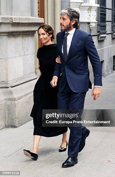 Eugenia Silva and Alfonso de Borbon attend the funeral chapel for Duke of Medinaceli, Marco De Hohenlohe-langenburg y Medina, at Jesus de Medinaceli...