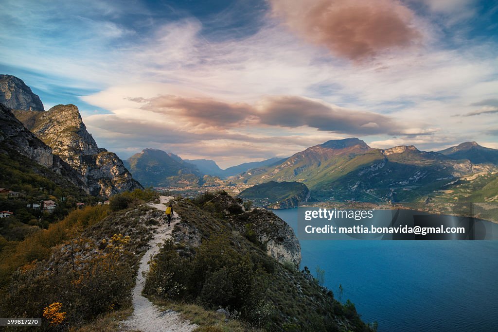 Shadows at sunset, on lake Garda.