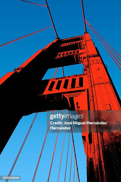 golden gate bridge san francisco illustration - san francisco california stock-grafiken, -clipart, -cartoons und -symbole