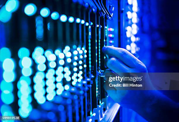 network server technician - computerkabel stock-fotos und bilder