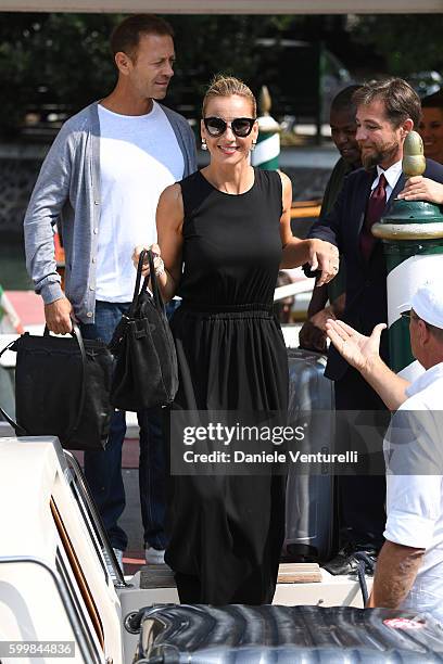 Rocco Siffredi and Rosa Caracciolo are seen during the 73rd Venice Film Festival on September 7, 2016 in Venice, Italy.